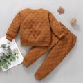 2-piece Toddler Boy Textured Solid Color Sweatshirt and Pants Casual Set Brown