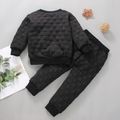 2-piece Toddler Boy Textured Solid Color Sweatshirt and Pants Casual Set Black