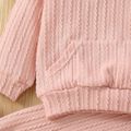2-piece Toddler Boy/Girl Cable Knit Textured Hoodie Sweatshirt and Pants Set Pink