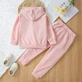 2-piece Toddler Boy/Girl Letter Print Hoodie Sweatshirt and Colorblock Pants Set Pink