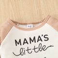 2-piece Toddler Girl/Boy Letter Print Raglan Sleeve Waffle Sweatshirt and Pants Set Apricot