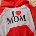 2-piece Toddler Boy/Girl Letter Heart Print Colorblock Hoodie Sweatshirt and Pants Set Red