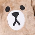 2pcs Baby Boy/Girl Bear Embroidered Long-sleeve Fuzzy Hoodie and Sweatpants Set Brown image 4