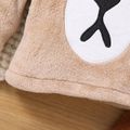 2pcs Baby Boy/Girl Bear Embroidered Long-sleeve Fuzzy Hoodie and Sweatpants Set Brown image 5