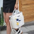 Mom Bag Multifunction Large Capacity Crossbody Shoulder Bag Tote with Seagull Decor Bag Charm Beige