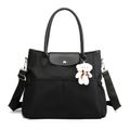 Diaper Bag Tote Mom Bag Large Capacity Multifunction Handbag with Adjustable Shoulder Strap & Bear Decor Bag Charm Black image 1