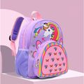 Kids Flat Cartoon Unicorn Rocket Dinosaur Print Preschool Backpack Travel Backpack Purple