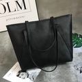 Women Large Capacity Simple Black Tote Bag Black