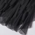 Kid Girl Striped Elasticized Irregular Mesh Skirt Black