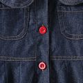 Toddler Girl Doll Collar Button Design Long-sleeve Denim Dress Blue image 3