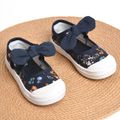 Toddler / Kid Floral Pattern Bow Velcro Canvas Shoes Dark Blue