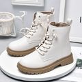 Toddler / Kid Solid Minimalist Lace-up High Top Boots White image 1