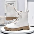 Toddler / Kid Solid Minimalist Lace-up High Top Boots White image 2