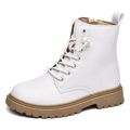 Toddler / Kid Solid Minimalist Lace-up High Top Boots White image 4