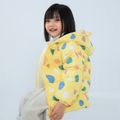 Kid Girl Painting Print Ear Design Hooded Padded Coat Yellow image 4