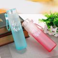 Creative Colorful Gradient Water Bottle Frosted Letter Cup Portable Plastic Water Cup White image 3