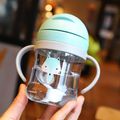250ML Kids Straw Water Bottle Fall-proof and Leak-proof Water Cup with Handle Easy Use for Kindergarten Toddler Straw Trainer Cup Pale Green