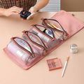 4 in 1 Hanging Roll-Up Makeup Bag Toiletry Bag Large Capacity Portable Detachable Storage Bag Travel Organizer for Cosmetics and Personal Care Pink