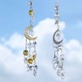 Hanging Moon Stars Crystal Sun Catcher Chandelier Lamps Pendant Prisms Hanging Ornament for Home Wall Window Lighting Decor Gold