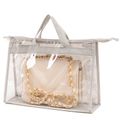 Clear Handbag Storage Organizer Dust Cover Bag Transparent Protector Storage Bag with Zipper and Handle Grey
