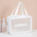 1pc/2pcs Women Large Capacity Transparent Cosmetic Bag Portable Travel Storage Bag Waterproof Makeup Bag Organizer Box White