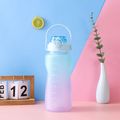 2000ML Gradient Frosted Straw Water Bottle Large Capacity Adult Sports Bottle Outdoor Portable Water Cup Light Green