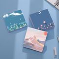Creative Landscape Oil Painting Sticky Note Message Memo Pad Sticks Securely Student School Stationery Office Supplies Light Pink