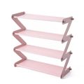 4 Tiers Shoe Rack Z Shape Space Save Shoe Shelf Storage Rack for Bedroom Living Room Light Pink image 1