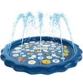 Kids Splash Pad Water Spray Play Mat Sprinkler Wading Pool Outdoor Inflatable Water Summer Toys with Alphabet Blue image 1