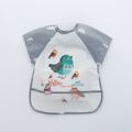 Baby Cartoon Short-sleeve Smock Eating Clothes Bib Art Smocks Water Repellent Oil Repellent Stain Repellent Grey