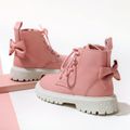 Toddler / Kid Back Bow Decor Lace Up Boots Pink image 2
