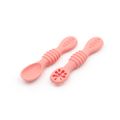 Baby First Stage Spoon Set Food Grade Soft Silicone Baby Training Spoons Self Feeding Toddler Utensils Dark Pink