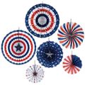 6-pack Red White Blue Paper Fans Set Hanging Swirls USA Party Supplies for Independence Day Patriotic Events 4th of July Decor Multi-color