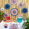 6-pack Red White Blue Paper Fans Set Hanging Swirls USA Party Supplies for Independence Day Patriotic Events 4th of July Decor Multi-color