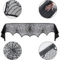 1-pack/3-pack Halloween Cobweb Decorations Spider Web Fireplace Mantel Scarf & Round Table Cover & Tablecloth for Halloween Party Decor Black