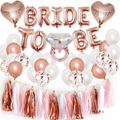 44Pcs Bride to Be Decoration Set Balloons Combo with Diamond Ring Love Heart Balloons & Tassel Decor Props Multi-color