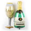 2Pcs Large Champagne Bottles and Goblet Wine Glasses Balloons Party Decor Prop Cheers! Multi-color
