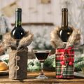 Christmas Wine Bottle Gift Bags Checkers or Herringbone Pattern Wine Bottle Decors Christmas Decor Gift Brown image 3