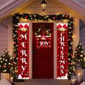 Christmas Door Decoration Porch Sign Banners Xmas Home Hanging Banner Decor (1 Couplet & 1 Banner) Multi-color image 3