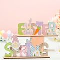 1pc Easter Decoration Wooden Spring Easter Letter Ornaments Easter Party Home Decor Supply Color-A image 1
