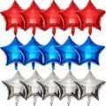 15pcs Red Silver and Blue USA Flag Foil Balloon Star Shaped for Independence Day Party Favours Multi-color image 1