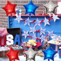 15pcs Red Silver and Blue USA Flag Foil Balloon Star Shaped for Independence Day Party Favours Multi-color image 3