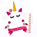 Unicorn Cake Topper Handmade Party Cake Decoration Supplies with Eyelashes and Stack Reuasble Gold Horn Multi-color image 1