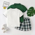 3pcs Toddler Boy Casual Polo Shirt & Tee and Plaid Shorts Set Multi-color