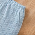2pcs Toddler Boy Basic Textured Short-sleeve Henley Shirt and Shorts Set Sky blue