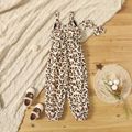 Toddler Girl Leopard Print Bowknot Design Cut Out Cami Jumpsuits Brown