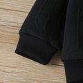 Toddler Boy Basic Polo Collar Textured Button Design Pullover Sweatshirt Black