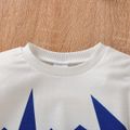 2pcs Toddler Boy Geo Print Colorblock Sweatshirt and Elasticized Pants Set White image 3