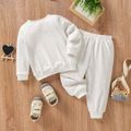 2pcs Toddler Boy Geo Print Colorblock Sweatshirt and Elasticized Pants Set White image 2