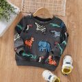 Toddler Boy Playful Animal Print Pullover Sweatshirt Dark Grey